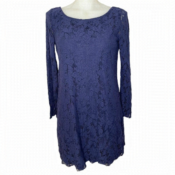 STRETCH Blue Lace Dress Long Sleeves 🌻 - Picture 1 of 8